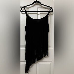 SHEIN CURVE-Black Fringe Tank Top